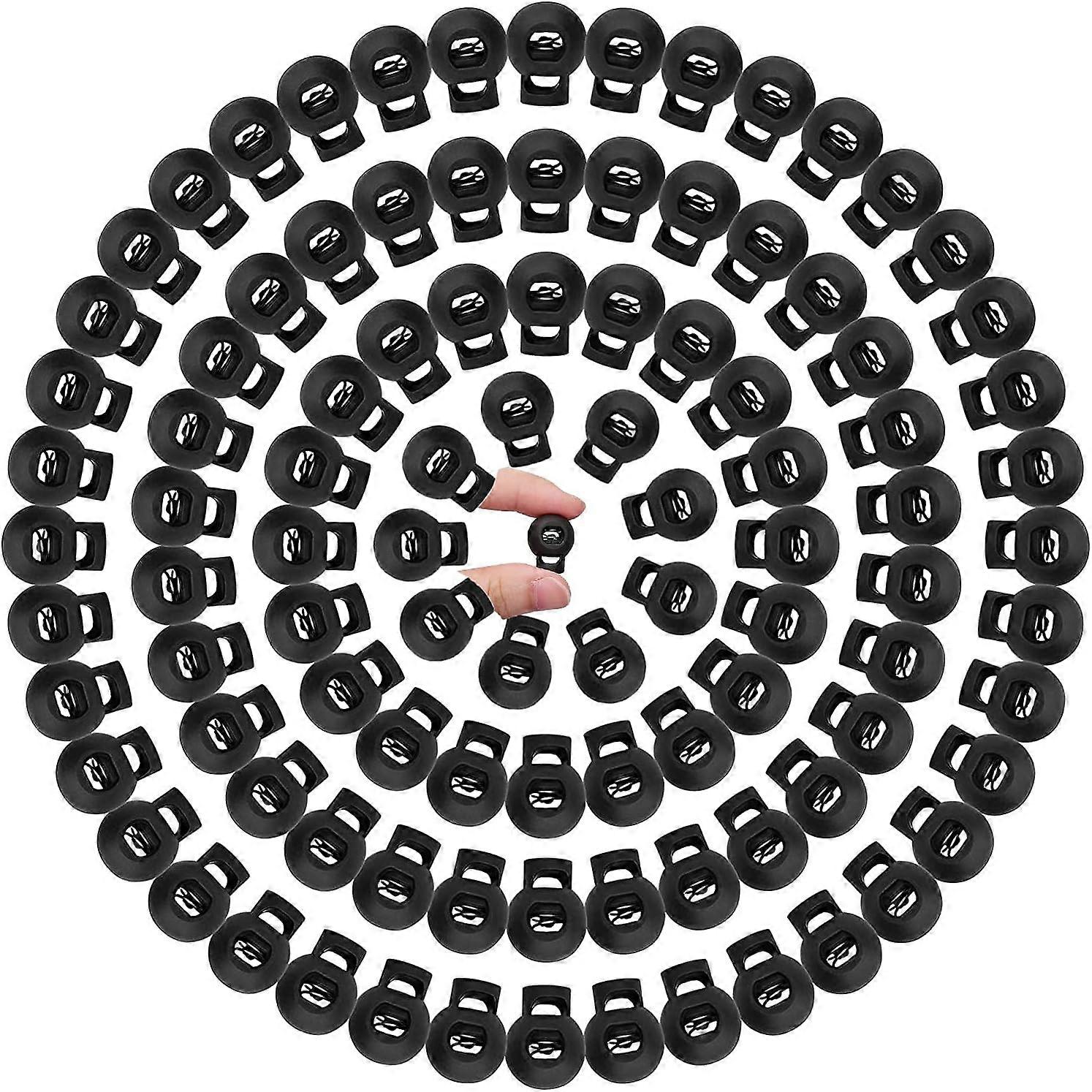 Drawstring Buttons 100 Pieces Black Plastic Cord Lock for Drawstring Backpack Craft Supplies Black