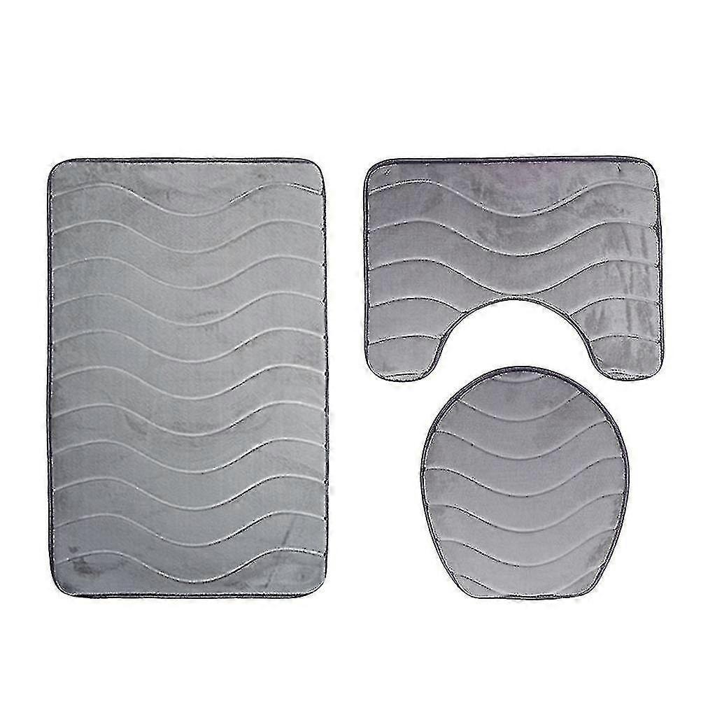 Drei Stück geprägter Badezimmerteppich Set Wasserabsorbierende Weiche, bequeme Toilettenteppiche Toilettensitzdeckel