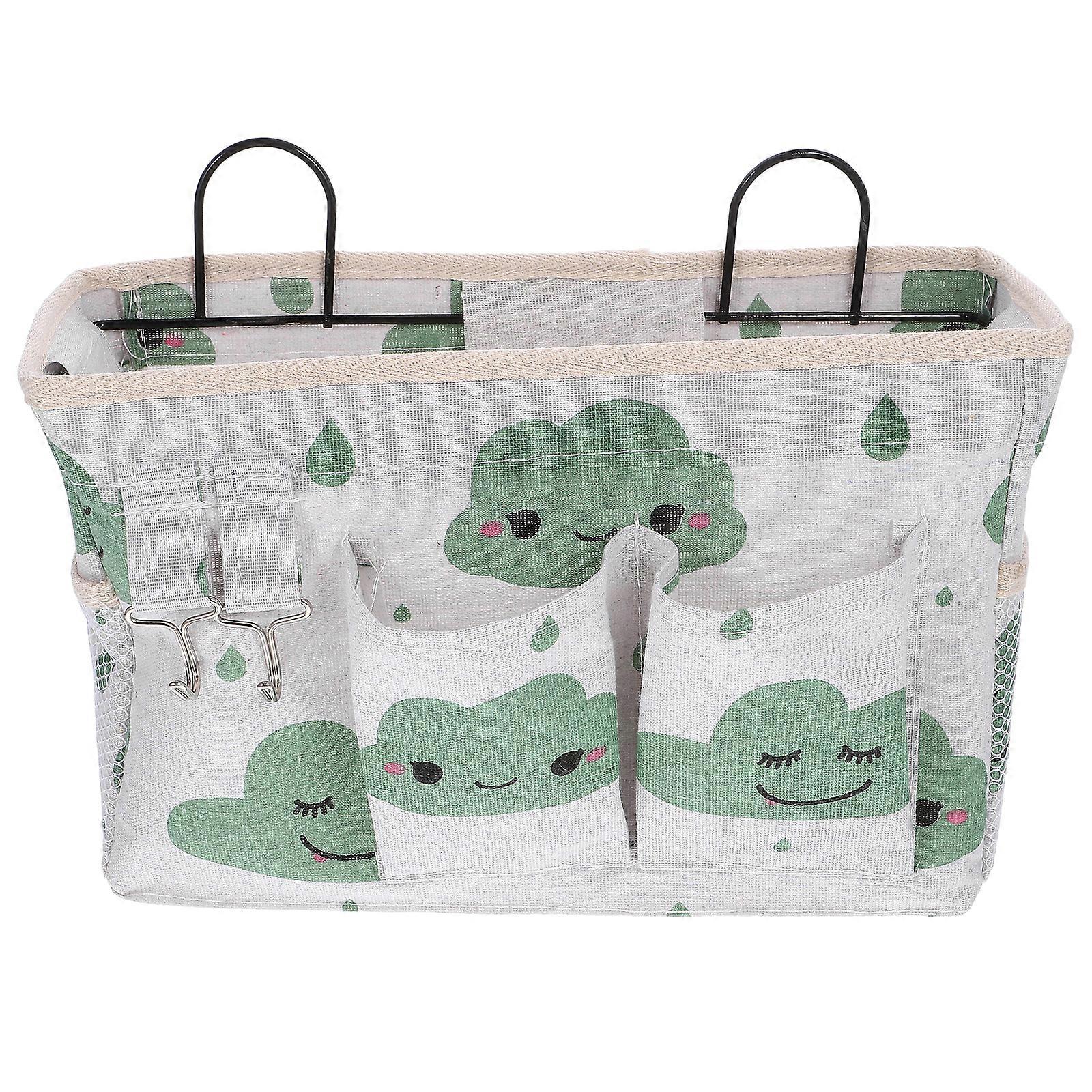 1Pc Bedside Hanging Organizer Storage Bag Multifunction Sundries Organizer Book Storage Pouch (Green) (Random Style)