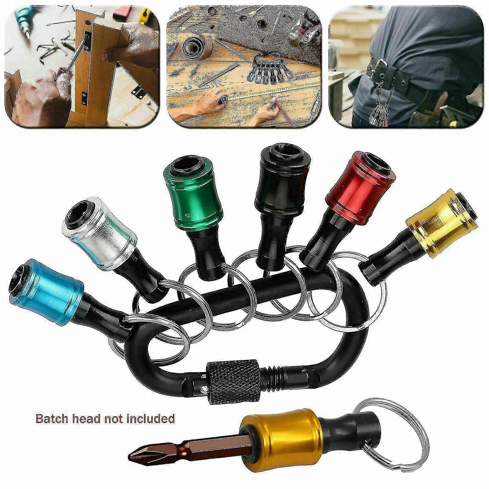 6pcs Hex Handle Screwdriver Bit Holder Extension Rod Sturdy Keychain Screwdriver Keyring-MXBC