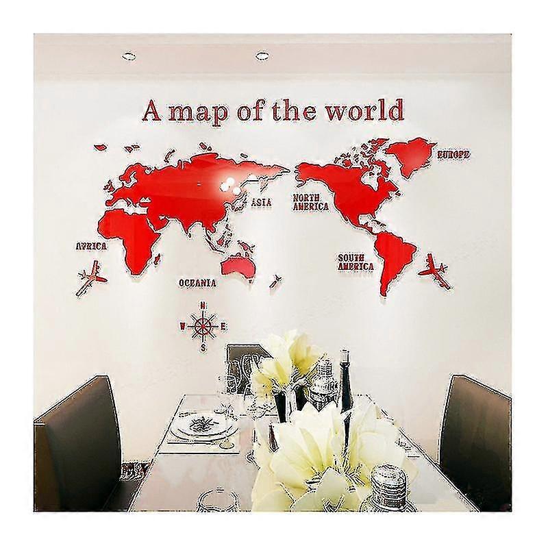 Acrilic 3d Harta Lumii Neted Solid Crystal Wall Sticker Home Office Decor-MXBC
