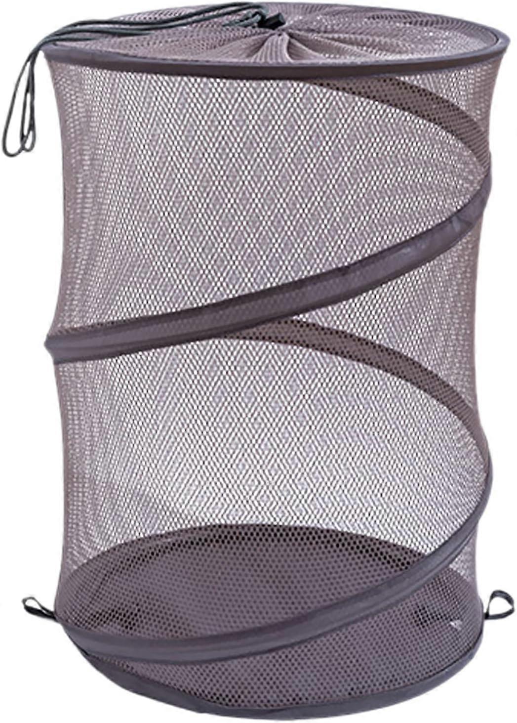 Folding Laundry Hamper - Pop-Up Portable Bin with Drawstring Lid for Clothes Toys