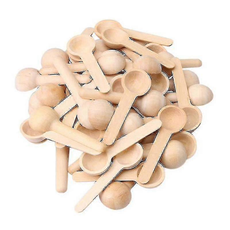 100pcs 나무 요리 숟가락 도구 소금 조미료 커피 숟가락