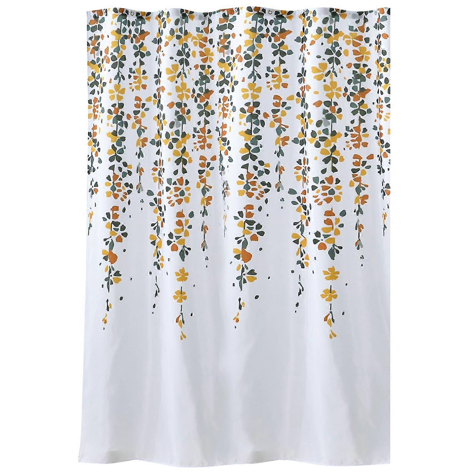 Shower Curtain Soft Splash-proof Polyester Floral Printing Bathroom Drape for Daily Use