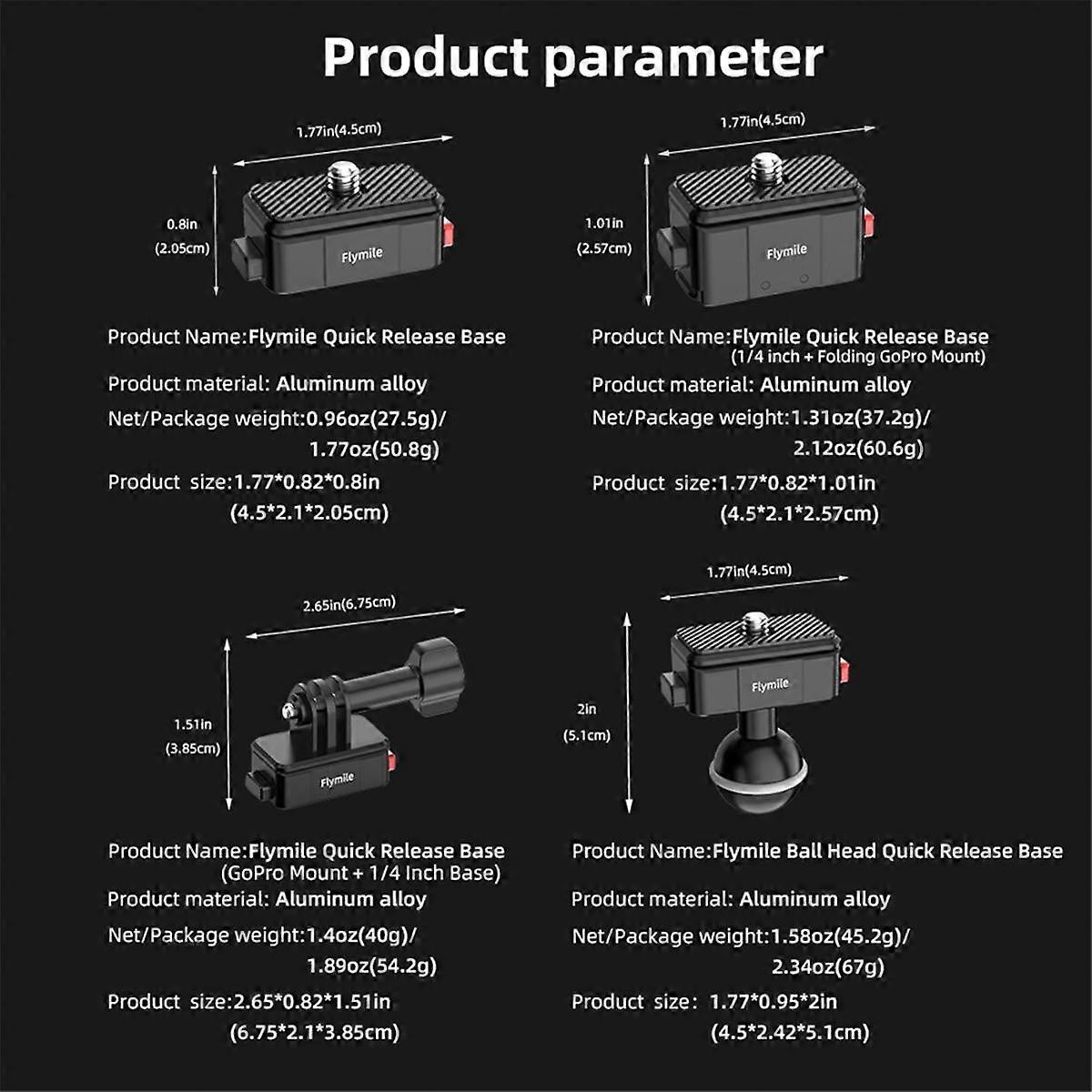 Sports Camera Quick Release Mount Magnetic Adapter Mount for ACTION 3/4 Quick Release Action Camera Base,A
