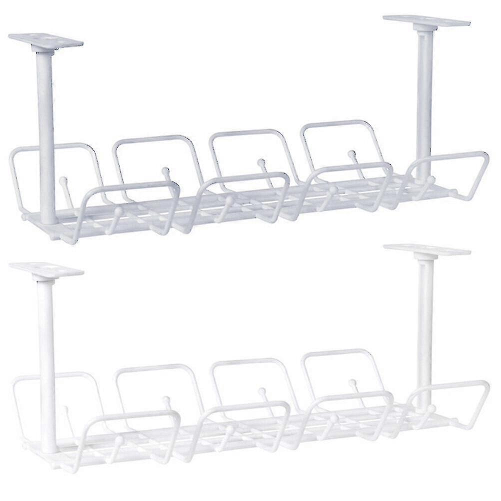 2pcs Under Desk Cable Management Tray Cable Storage Rack Wire Cord Organizer