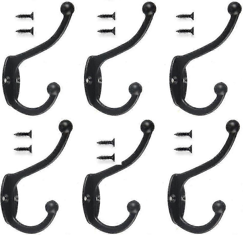 Antiikkikoukut, 6 kpl retrotakkikoukut, vintage-koukut, pyyhekoukut Vaatteet koukut Hattukoukut kylpyhuoneen keittiötakkikoukut (musta)