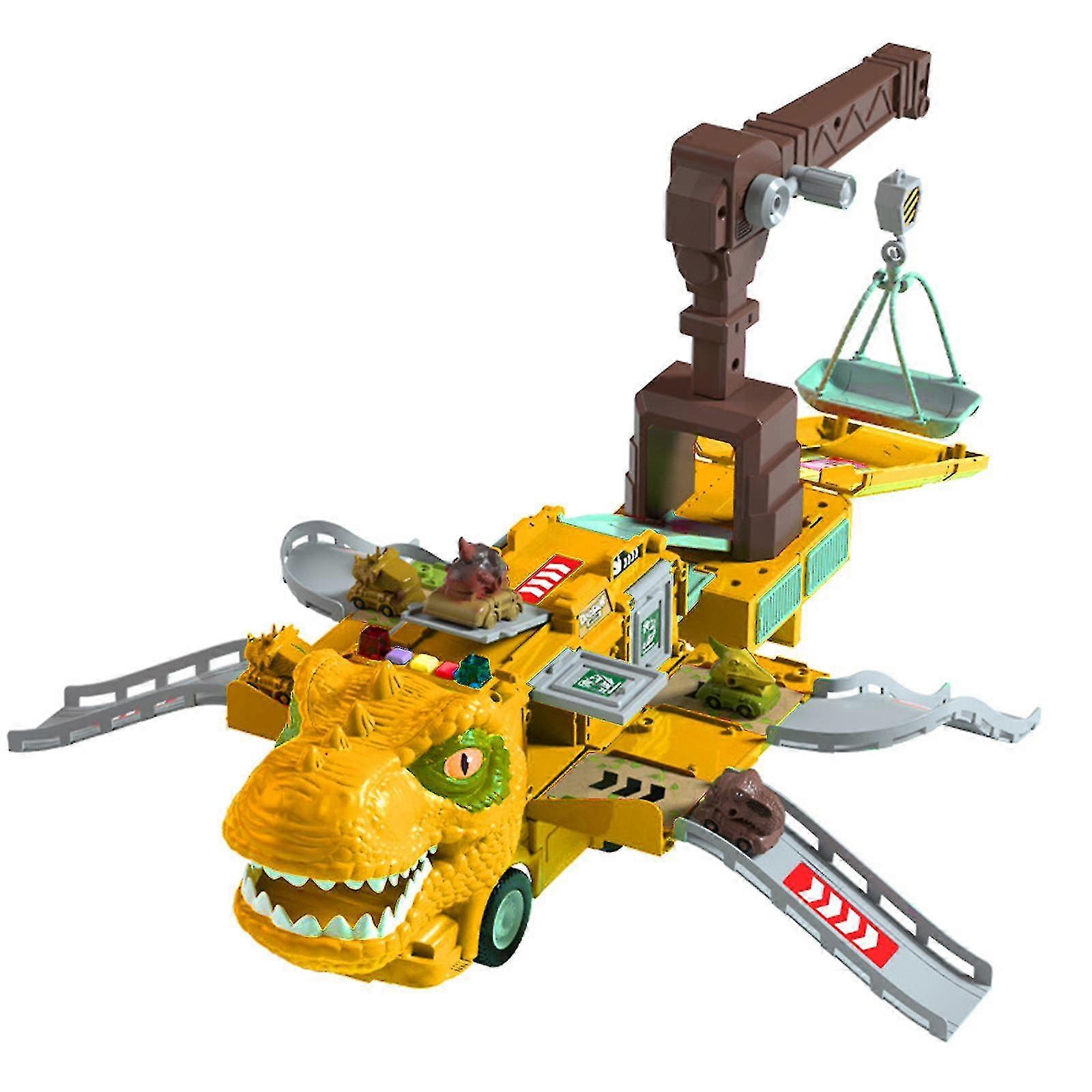 Dinosaur Transforming Engineering Truck Track Toy Set avec lumières et musique