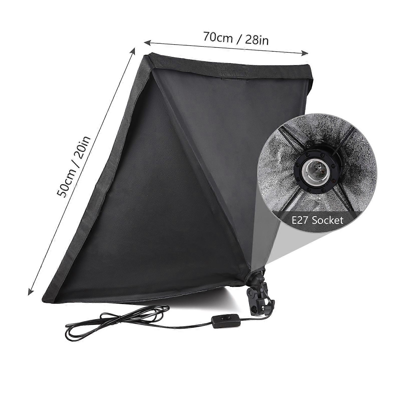 Andoer Studio Photography Softbox Kit with 50x70cm Softbox * 2 + 2M Metal Tripod Stand * 2 for Live Streaming Portrait Product Photo Video