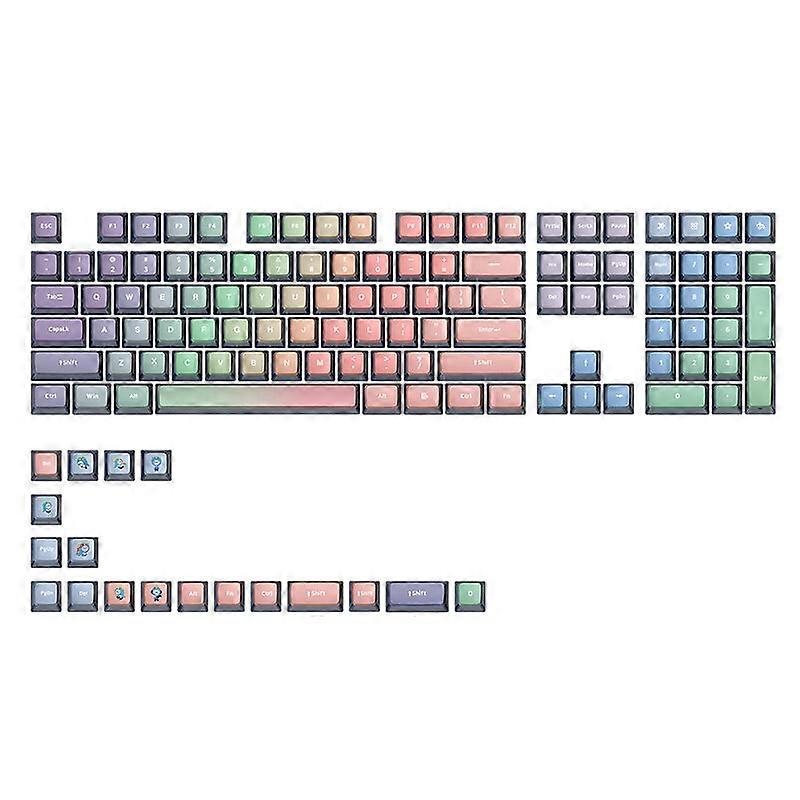 Skyloong Gk7 126 Keys Mechanical Keyboard Keycaps Set Pink Rainbow-black Transparent Jelly Pbt Custom Keycap For Mechanical Keyboards