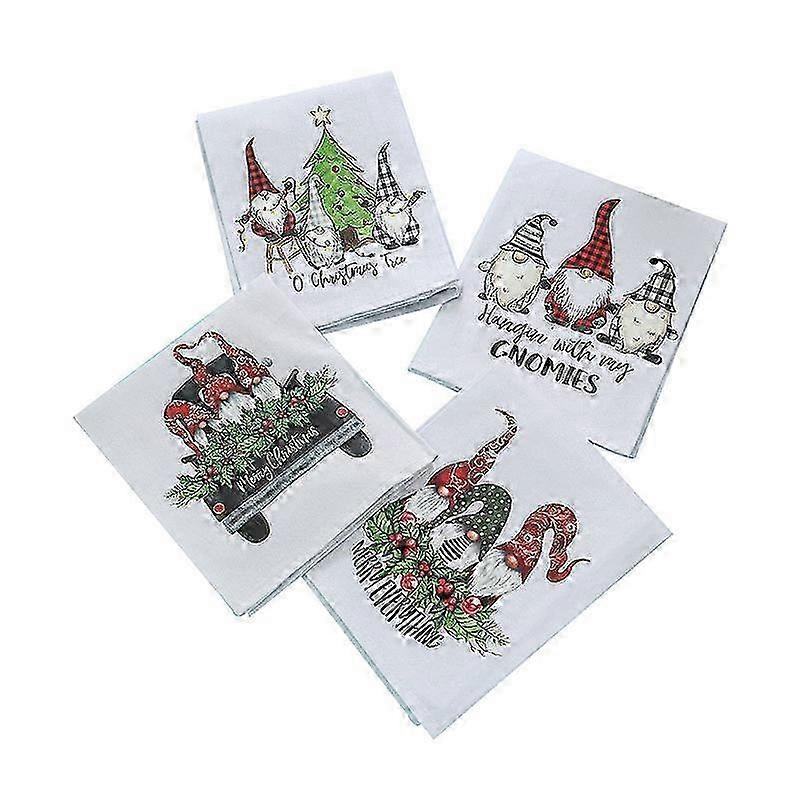Serviette de Noël Torchon Ménage Articles de cuisine Serviette de Noël Nappe Nettoyage de voiture (4Pcs)