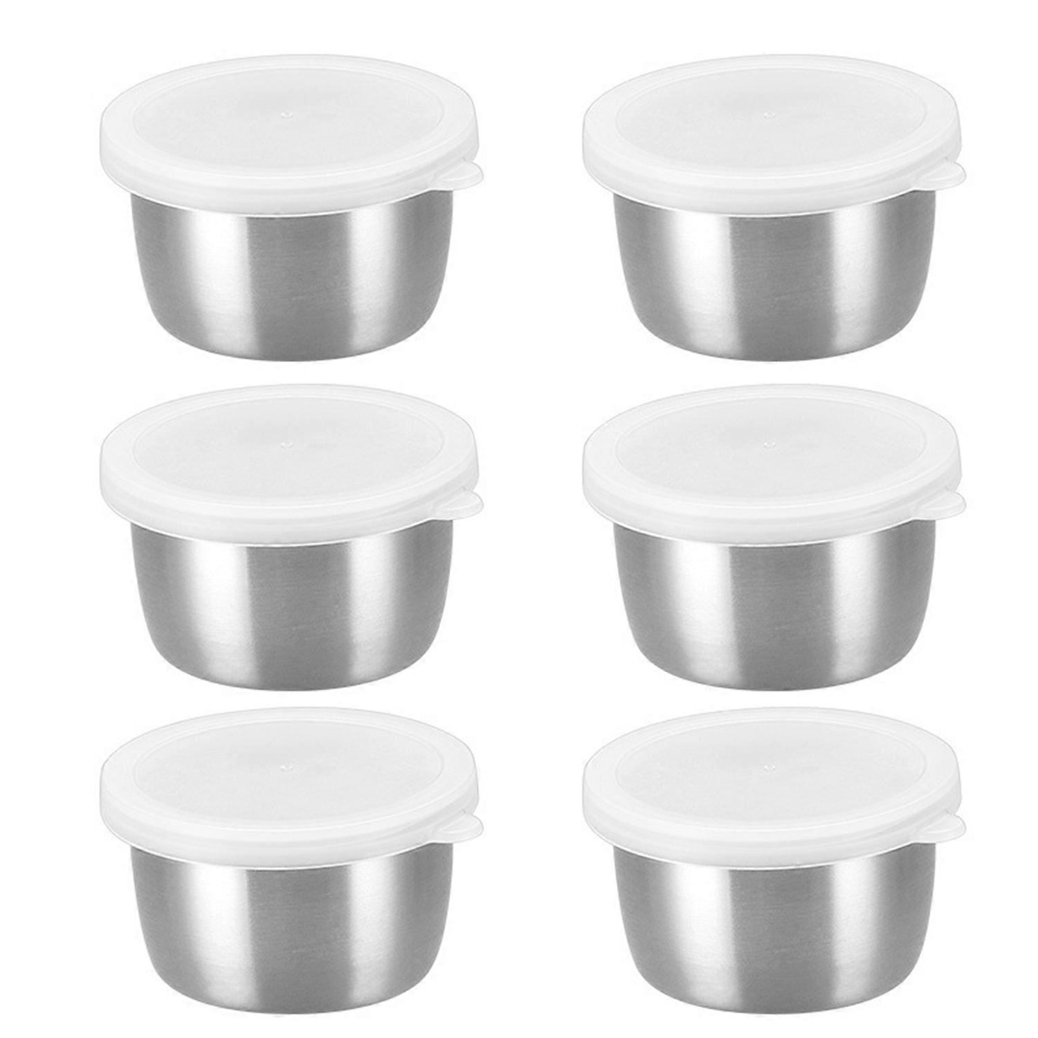 1/6Pcs Salad Dressing Containers 40ml Stainless Steel Sauce Cup Reusable Leak-Proof Condiment Sauce