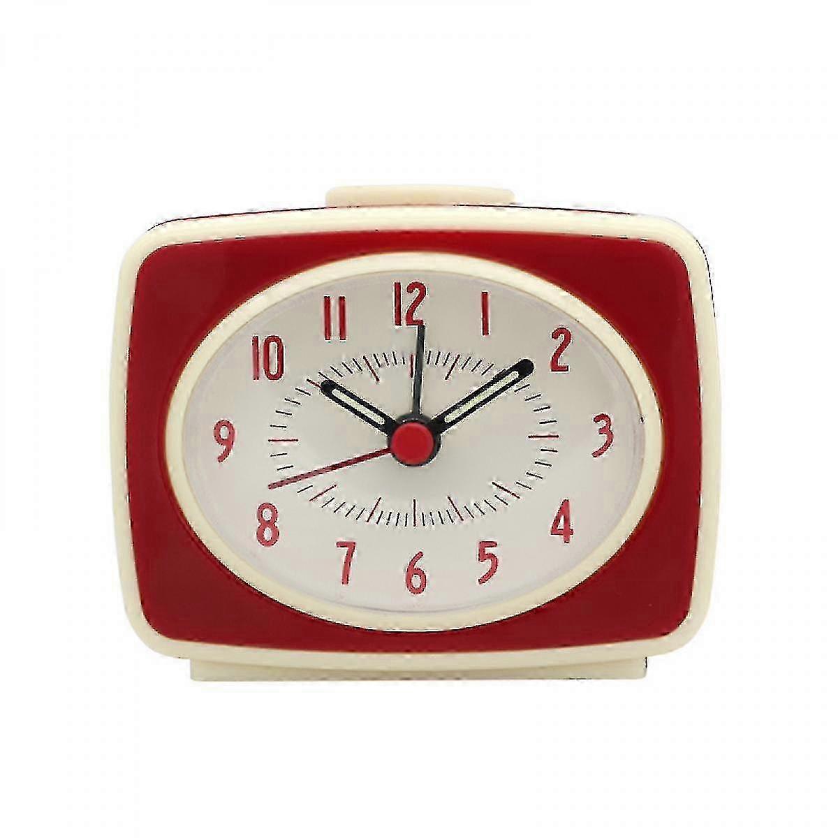 Retro Silent Alarm Clock, Red, 3 Inches