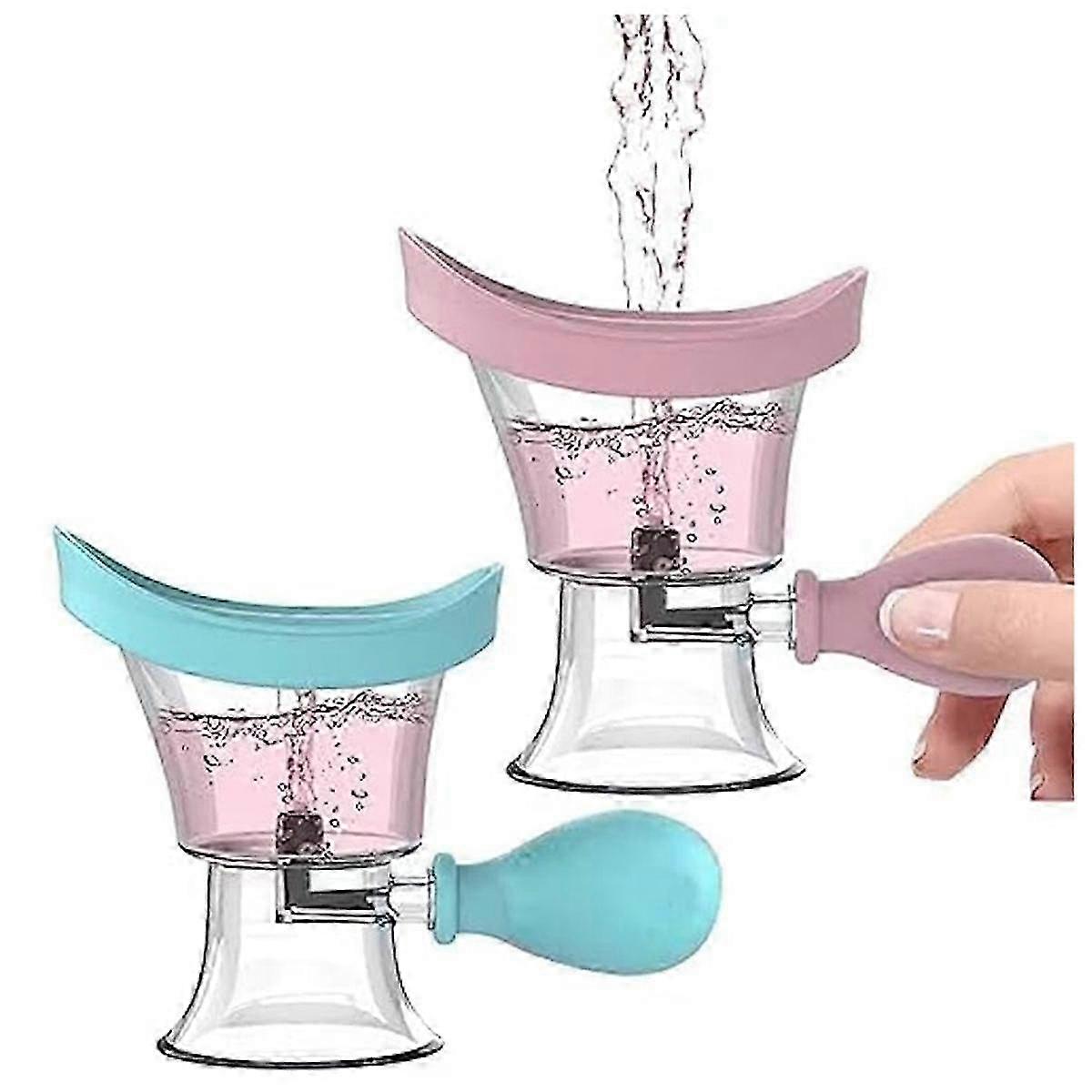 2Pcs Eye Wash Cup, Eye Wash Cleaner Kit Manual Air Pressure Eye Cleaning Cup Tool Eye Rinse,Silicone