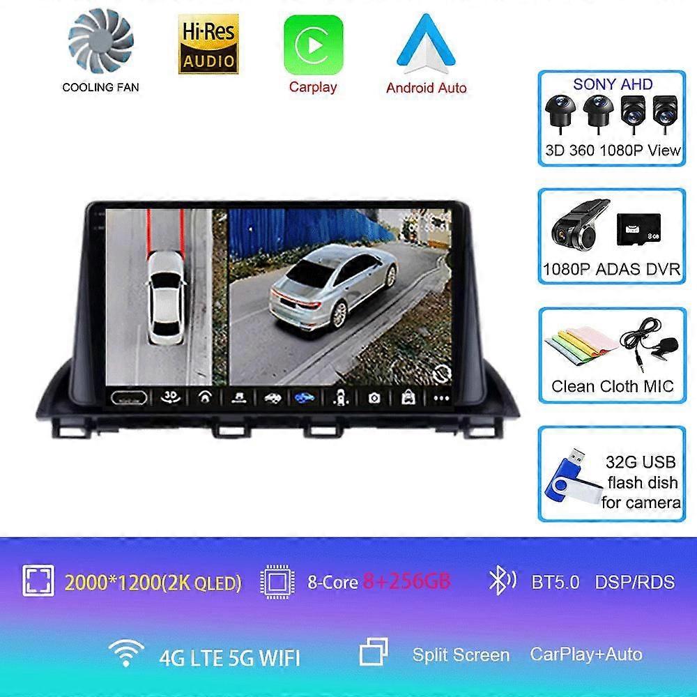 カーラジオAndroid 14 Carplay Auto For Mazda 3 Axela 2013-2018ステレオGPSナビゲーションマルチメディアビデオプレーヤーオートラジオヘッドユニット
