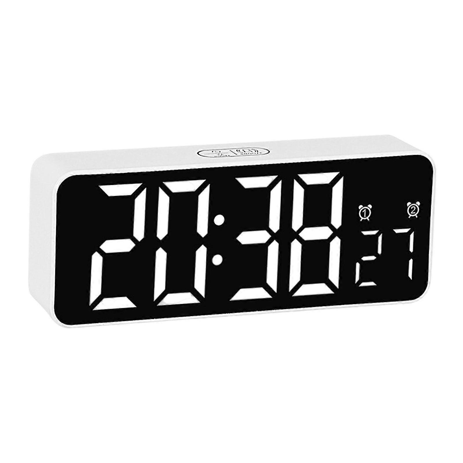 Digital Clock Portable Practical Desktop Alarm Clock for Beside Office Teens White