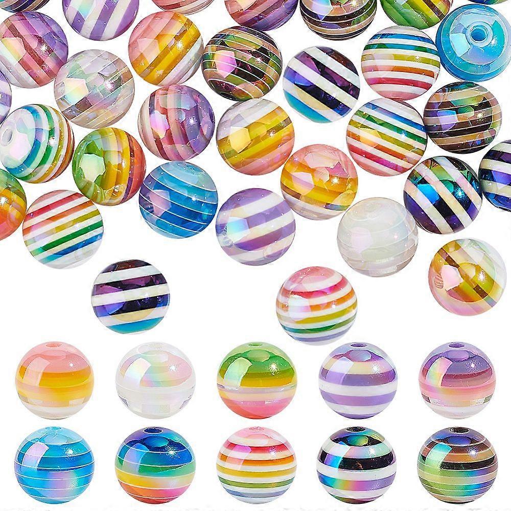 1Box 50Pcs 10 Colors Stripe Resin Beads AB Color Rondelle Mixed Color 15.5~16x13.5~14.5mm Hole: 2.5~3.5mm 5pcs/color