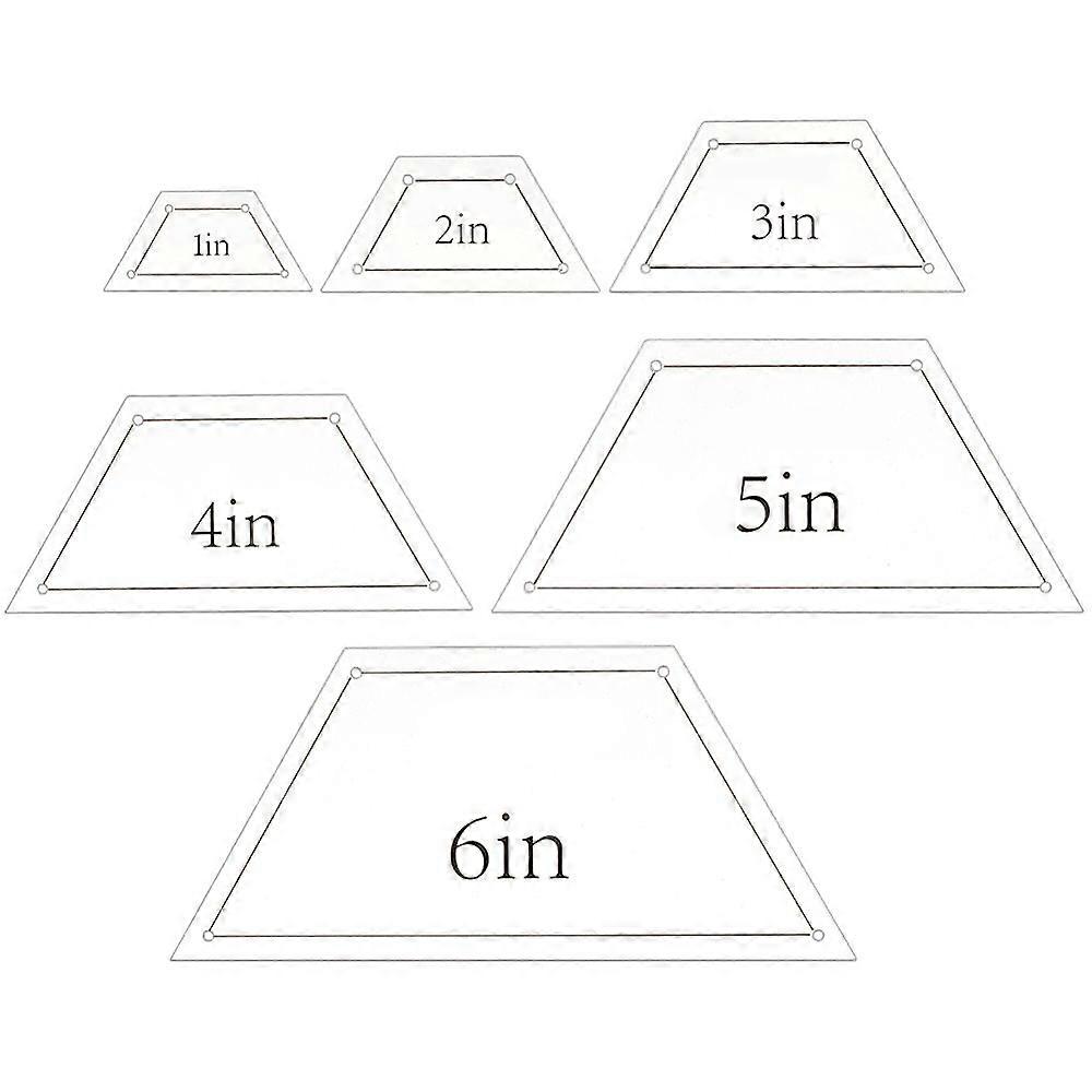 1 Set Trapezoid Acrylic Ruler Template Sheets Clear 23~78x44~170x2.5mm Hole: 2.5mm 6pcs/set