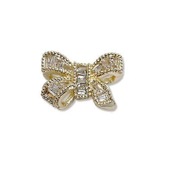 Nail Art Design Shiny Gloss Three-dimensional High Bow DIY Cut-out Silver Golden Light Luxury Zirconia