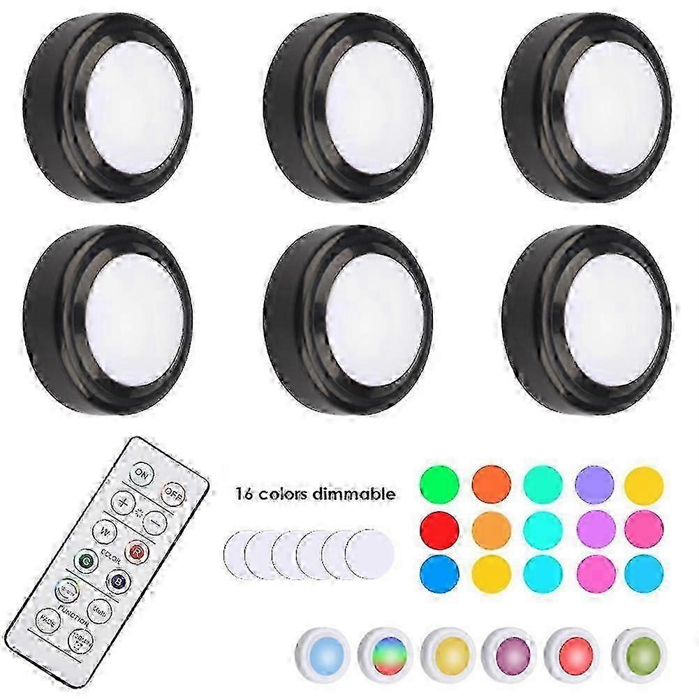 Lumini de dulap cu LED-uri RGB Wireless Puck Lights sub iluminarea dulapului 16 culori