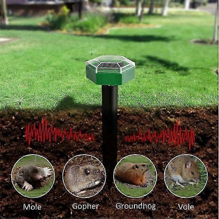 2PC Solar Mole Digger, Effective Deterrent Against Moles, Mice, Ants, Rats, and Snake - High Frequency Repeller for Outdoors - 2 Pcs Pack