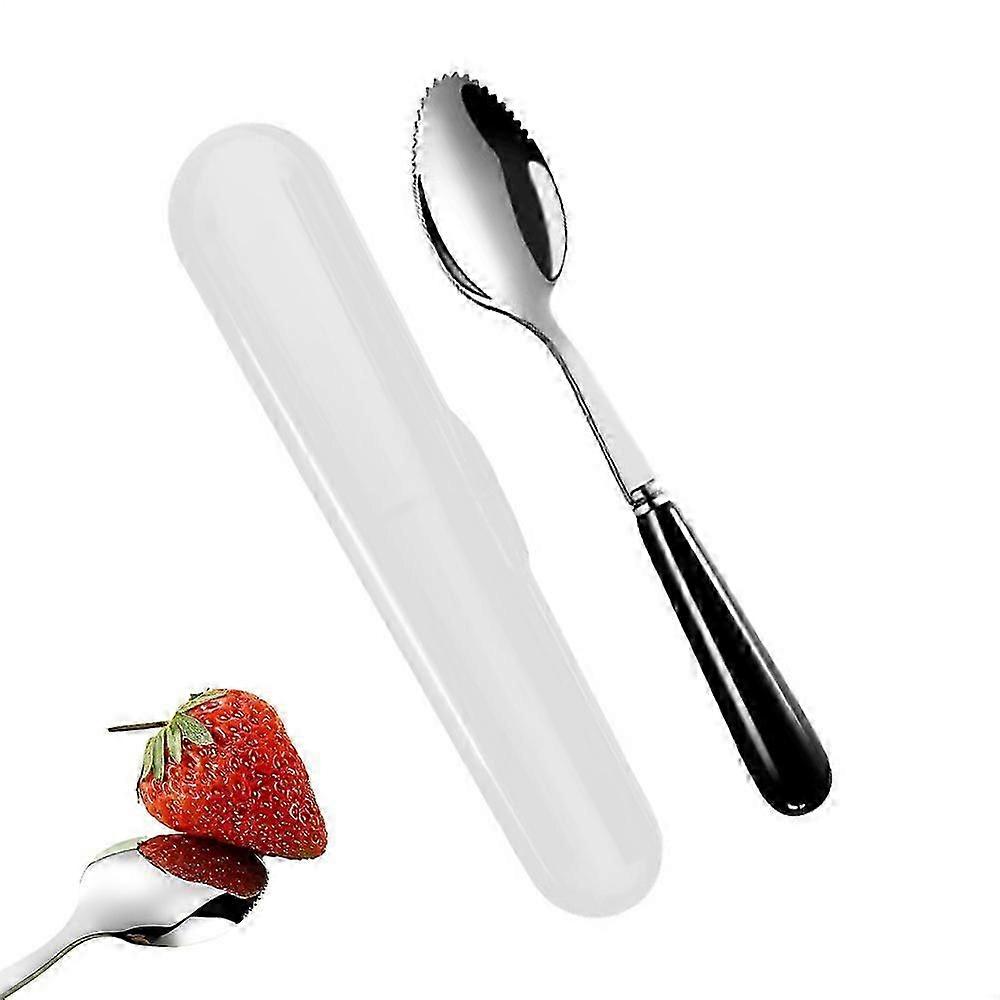Grapefruit Spoons with Round Serrated Edges for Fruit and Dessert, Ceramic Handle Stainless Steel Spoons with Storage Box-Yvan