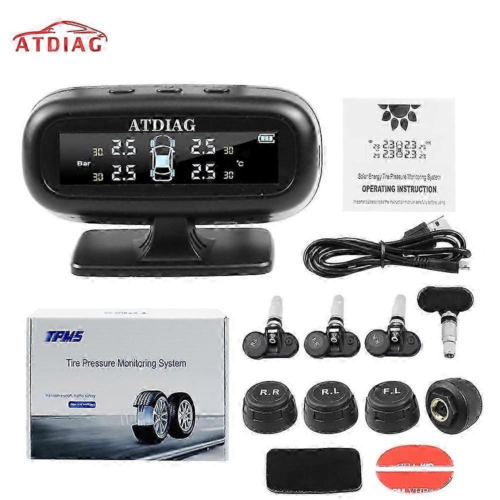 Atdiagusb Solar Charging Bar Psi C' Display Vehicle Sensors Tire Pressure Alarm Tool Digital Tyre Air Monitoring System