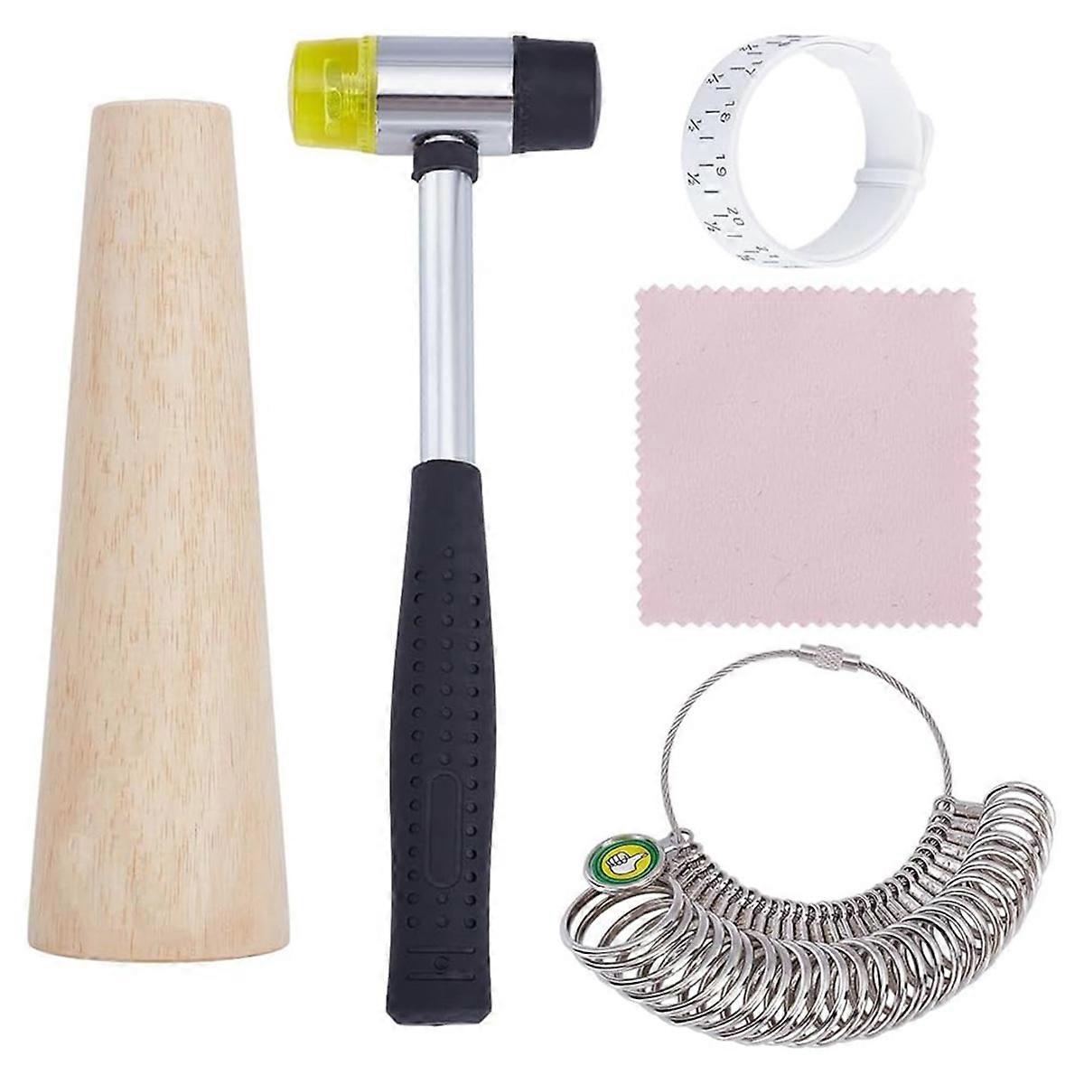 5 قطع مجموعة تحجيم المجوهرات ، مطرقة قياس الشريط بحجم الإصبع لإصلاح المجوهرات DIY
