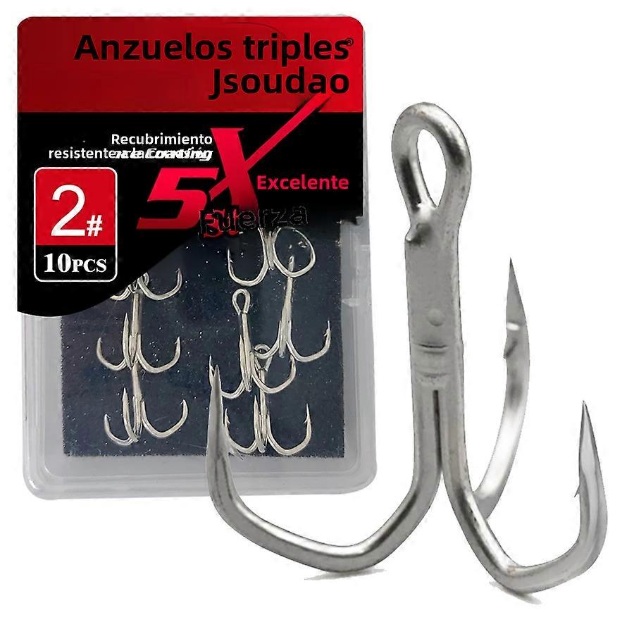 5X Strong Tri-Prong Fishing Hooks 10pcs/BOX 2# 4# 6# 8# 10# For Big Game Trout Bluefish Salmon Kingfish Sea Fishing