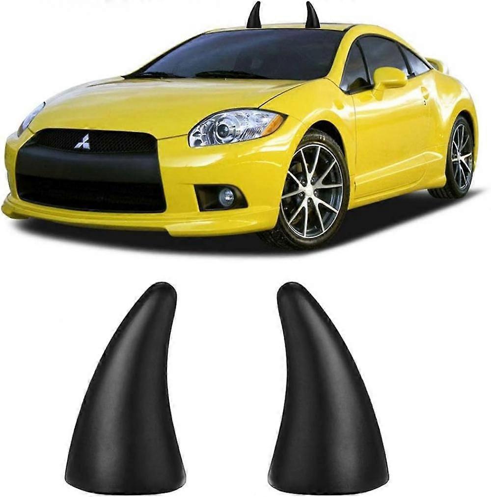 Car Roof Decoration 3D Bumper Hood Stickers - Easy to Fnd Car in The Parking Lot - Anti-Collision Protector Devil Horn Car Helmet Sticker Decal (Black
