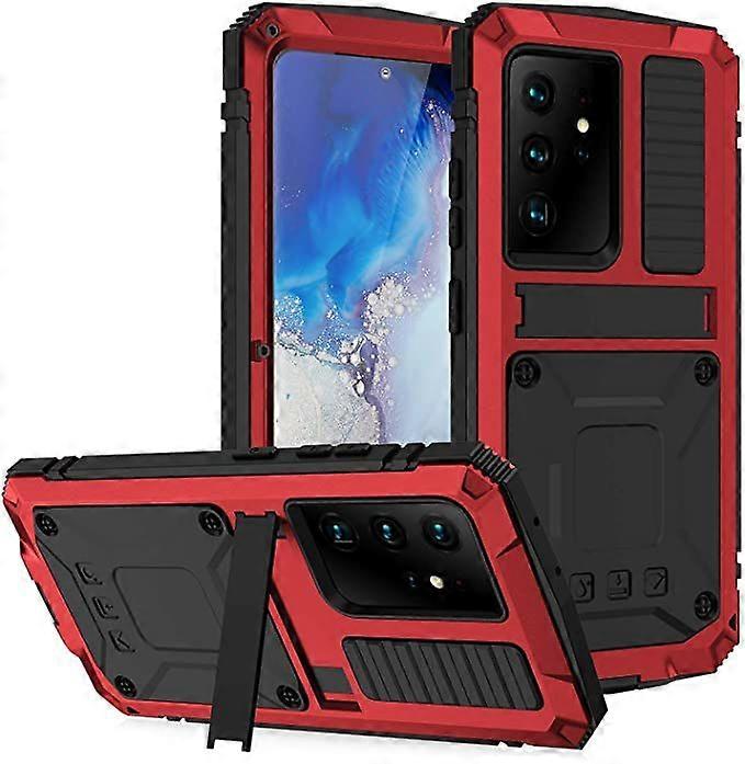 Samsung S21 5G Metal Case com Protetor de Tela Militar Robusto Heavy Duty Shockproof com suporte Capa completa para Samsung S21 5G (vermelho, S21)