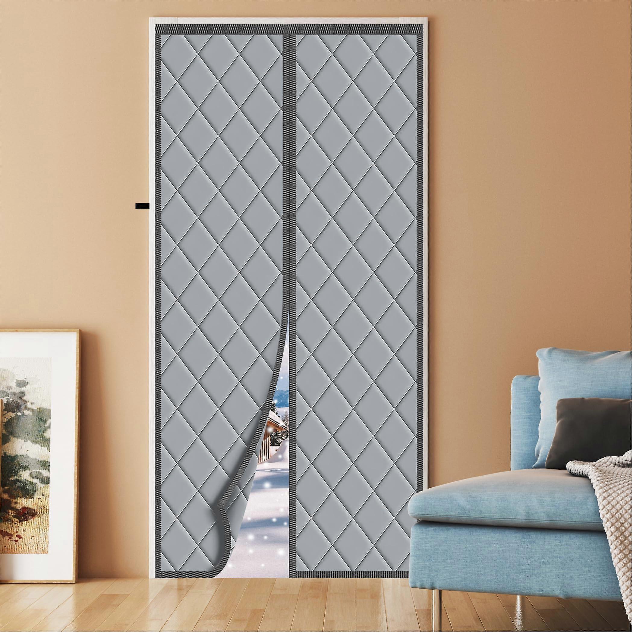 Magnetic Thermal Insulated Soundproof Door Curtain 32"x80" for Windproof Temperature Control and Noise Reduction