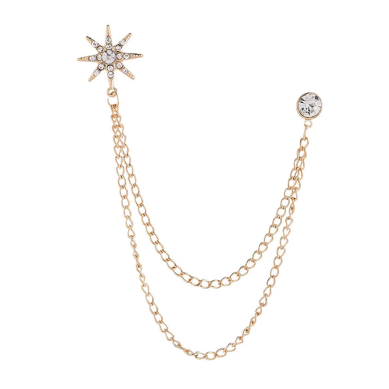 Snowflake Men's Brooch Retro Style Tassel Collar Chains for Coat Shirts Suit