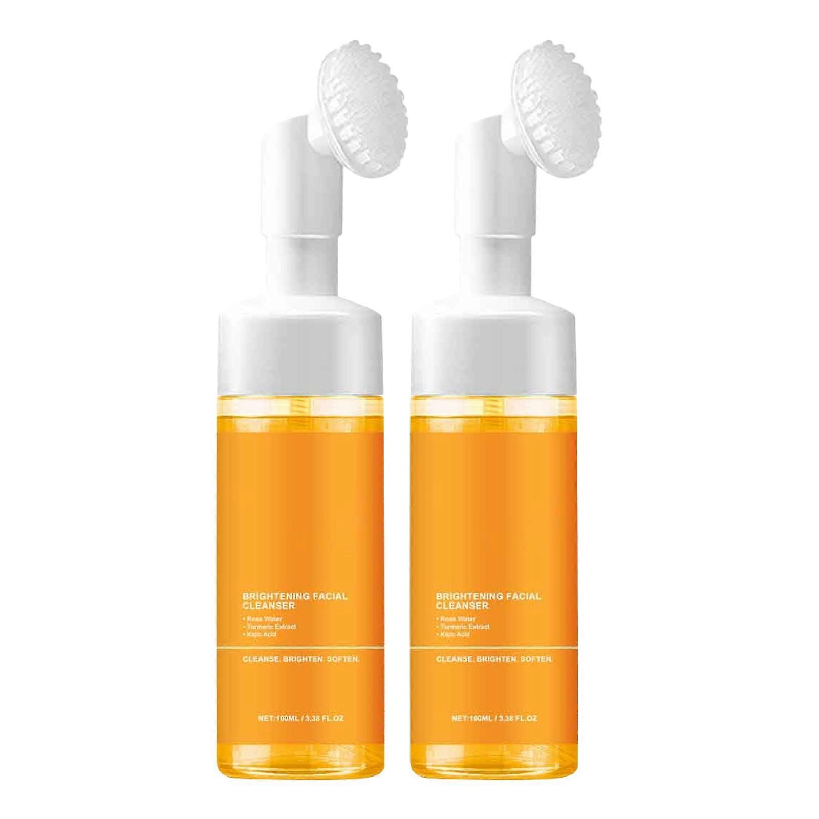 2PCS Turmeric Cleanser Facial Moisturizing Cleanser Clean Shrinkage Pores Refreshing Lighten Spots Even Out Tone Reduce Blemishes Make Brighter 200ml