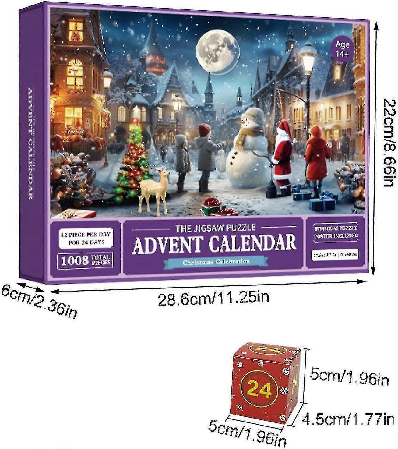Puzzle Advent Calendar 2023, 1008 Pieces Puzzle 24 Days Christmas Countdown Advent Calendars, Christmas Gift Idea For Kids Adult