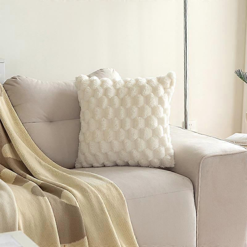 1pcs Pineapple Grid Turtle Pattern 3D Soft Plush Throw Pillowcase Cream White For Living Room Sofa Bedroom Home Room Decor Fabric Pillow Cushion