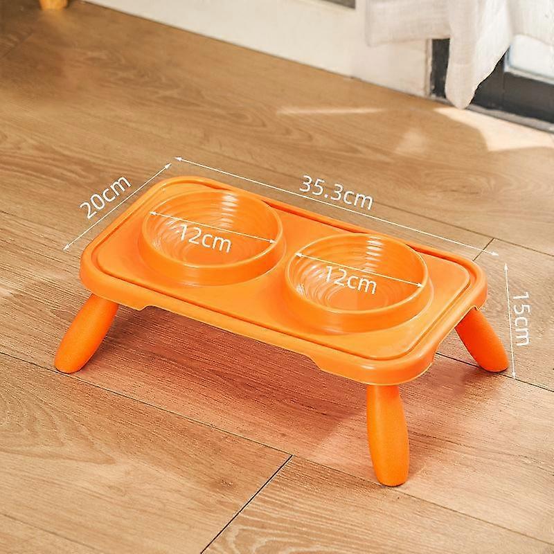Kimpets Double Cat Bowl Elevated Pet Water Food Feed Non-Slip Dog Bowl Inclination Stand Cat Feeder Feeding Bowl Kitten Supplies
