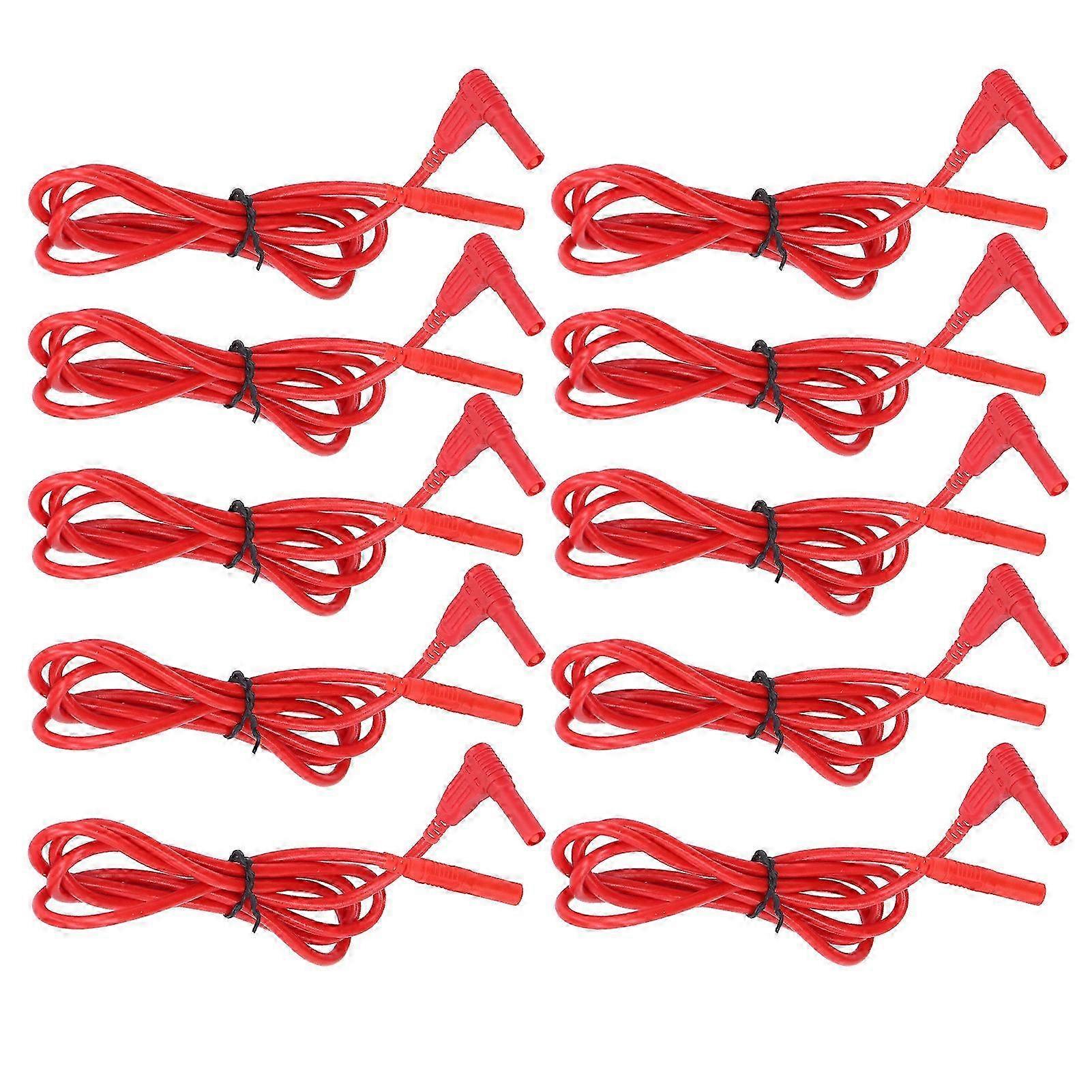 10 Sets Multimeter Test Line 4mm Male to Male Leads Banana Plug Adapter Connector J.70018 Red