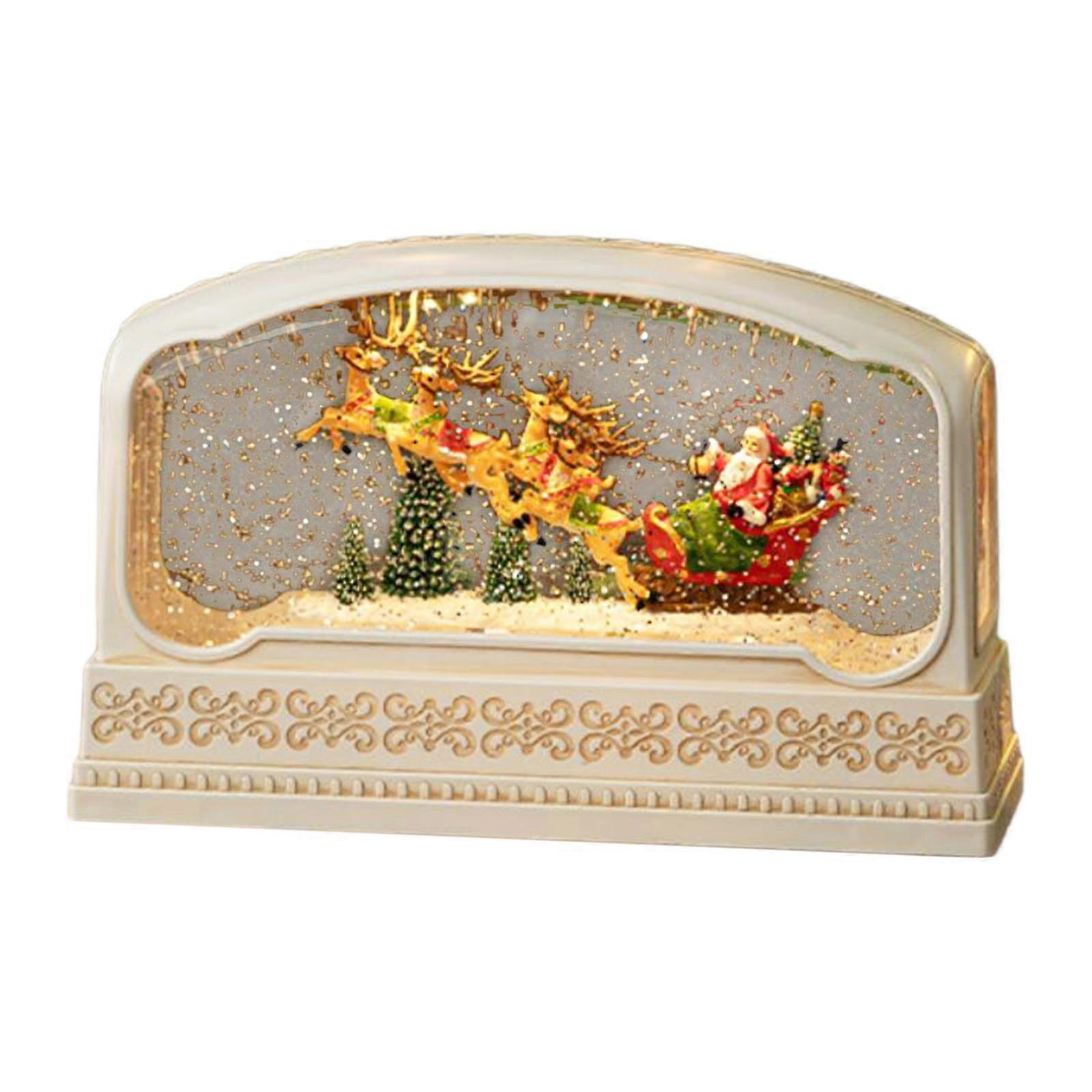 Lighted Christmas Snow Globe Christmas Statue Music Box Tabletop Ornament Night