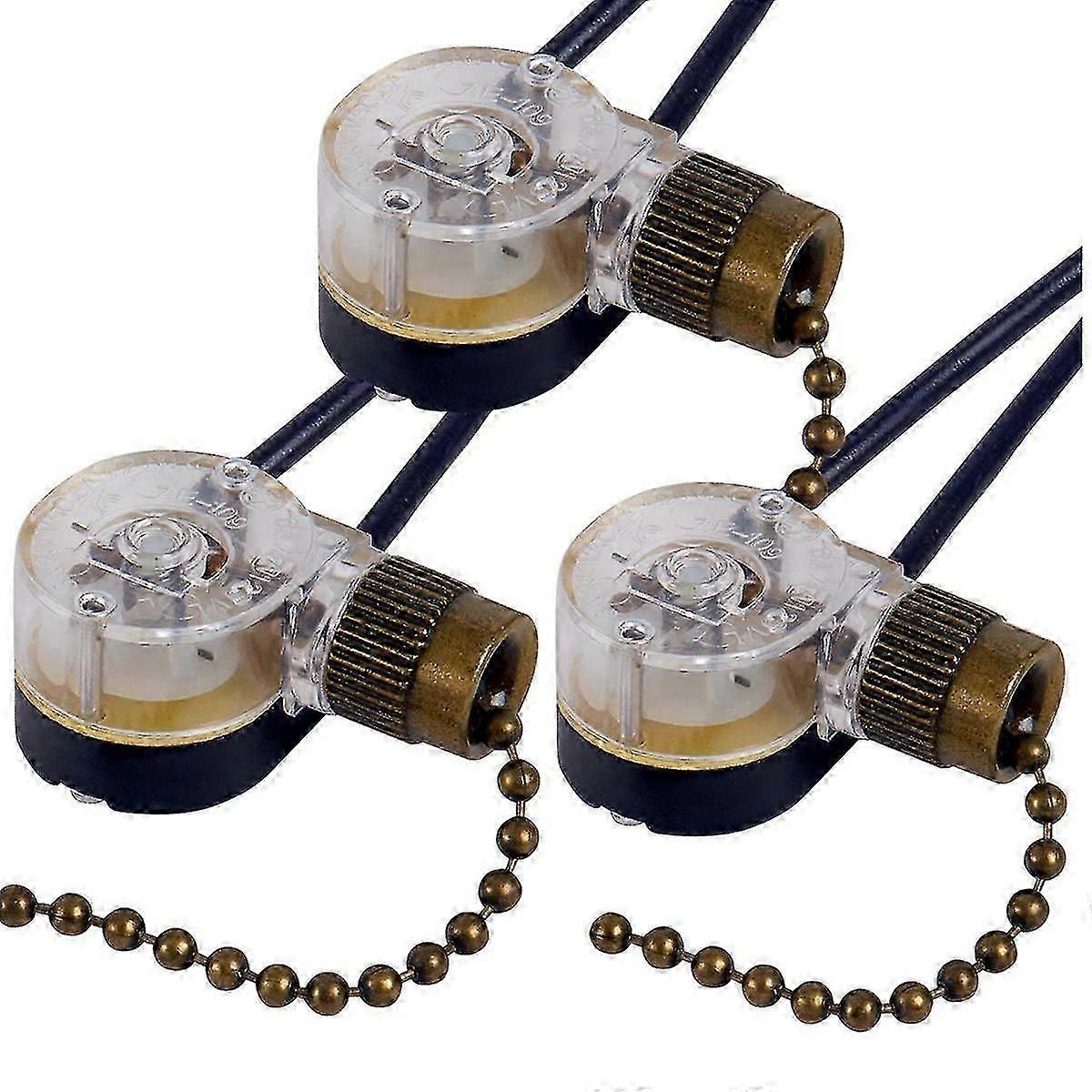 3pack Ceiling Fan Light Switch Ze-109 Fan Switch Ceiling Pull Chain Switch Replacement ()