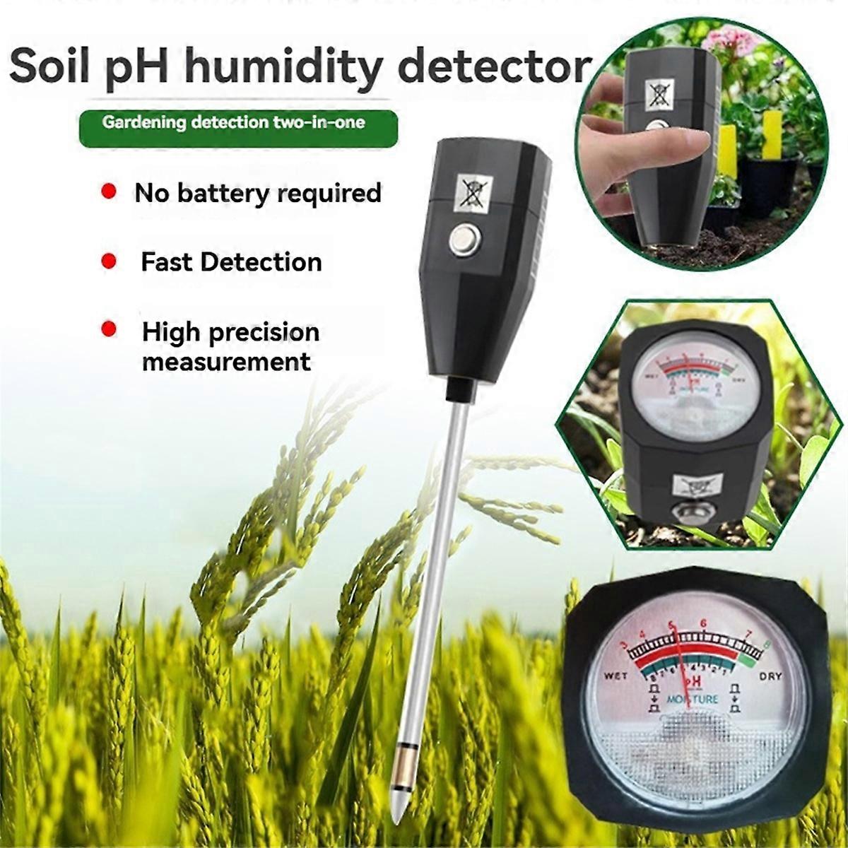 2-in-1 Soil PH and Moisture Meter, Metal Sensor for Lawn, Farm,Long