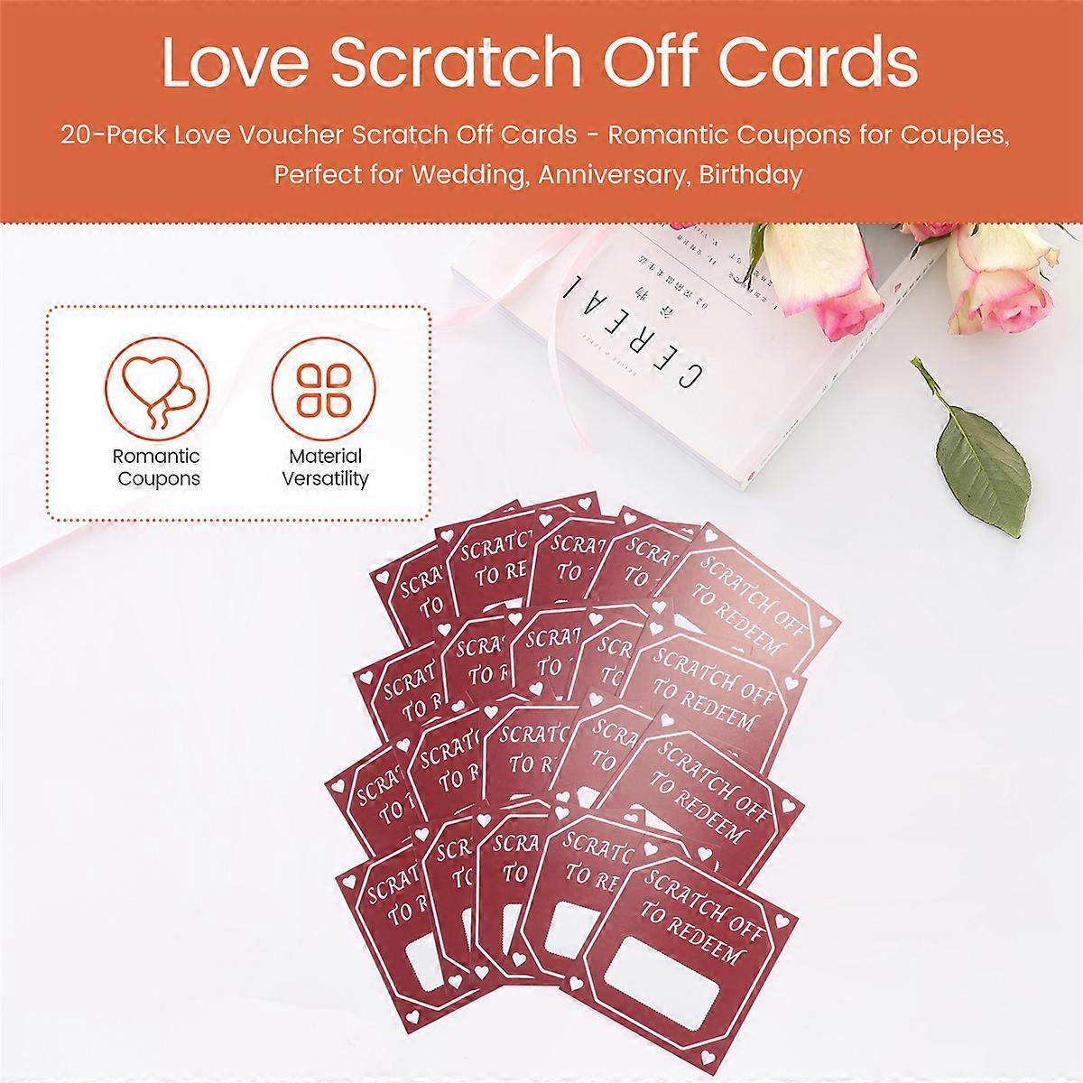 20-Pack Love Voucher Scratch Off Cards - Romantic Coupons