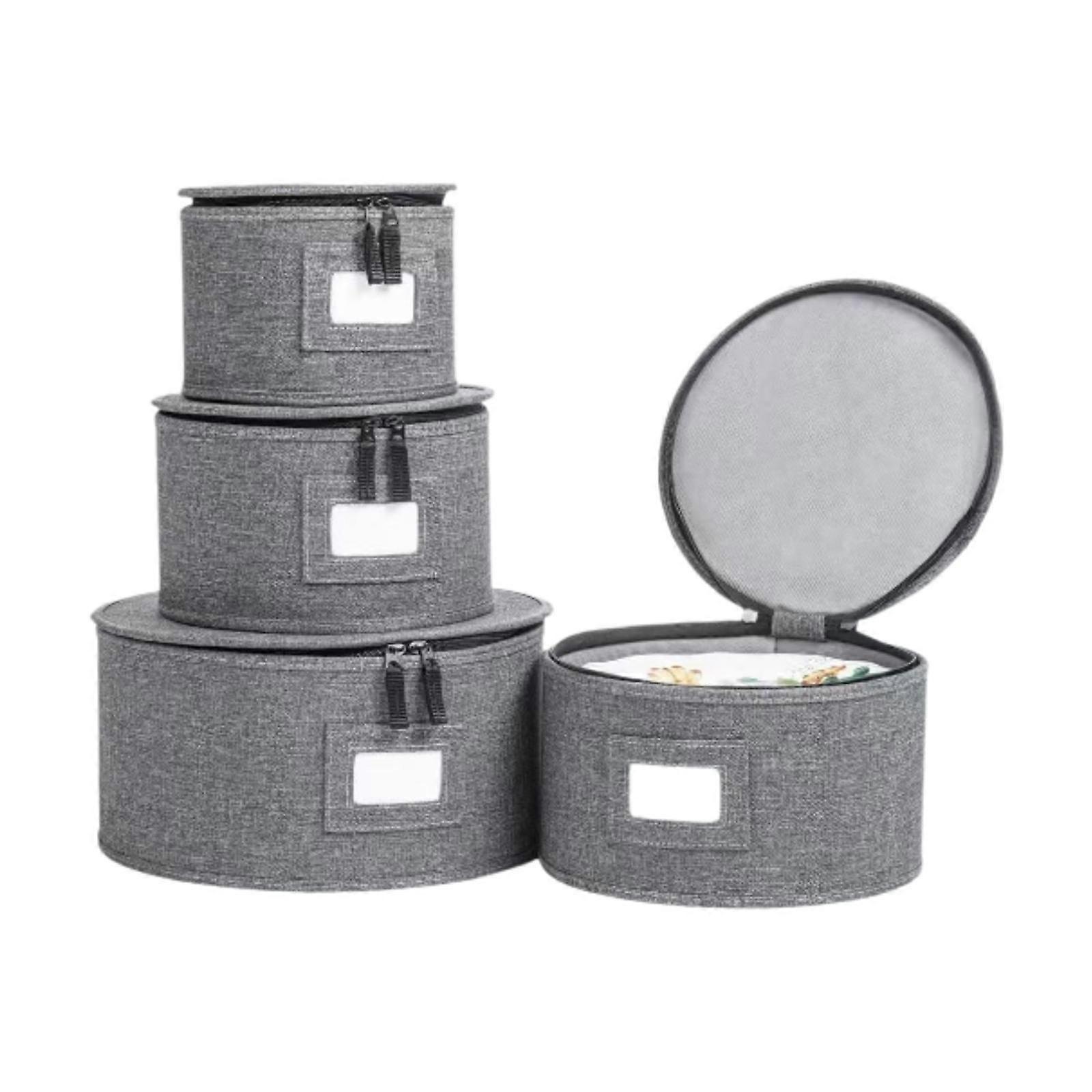 4x Dish Storage Containers Storage Cases for Dishes Round Plates Dinnerware