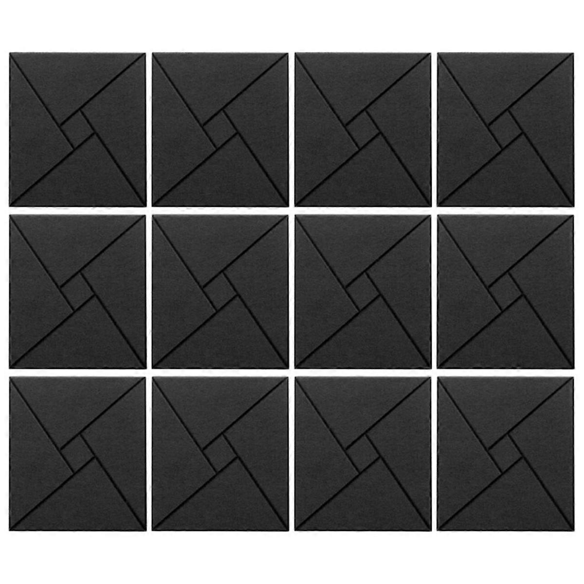 12Pcs Acoustic Panels, 12x12x0.4In Sound Proof Foam Panels, Black