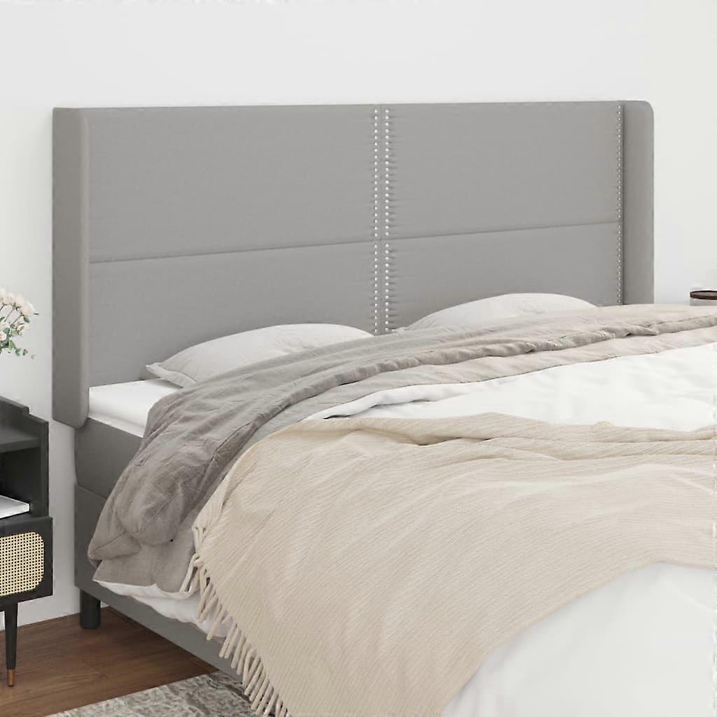 Kopfteil mit Ohren Hellgrau 183x16x118/128 cm Stoff