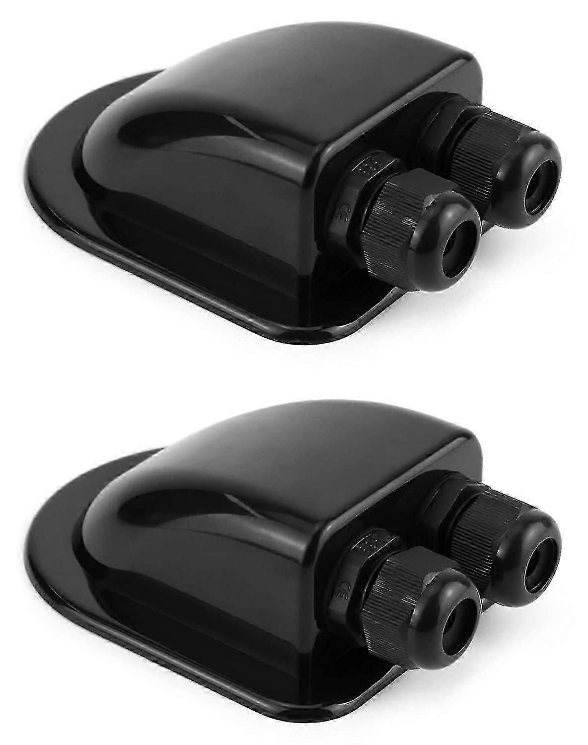 2pcs גג Passthrough ip68 עמיד למים בלוטת כבל סולארי עמיד בפני מזג האוויר תיבת כניסה כפולה כבלים, קרוואן וסירה ABS כבל מעבר, שחור