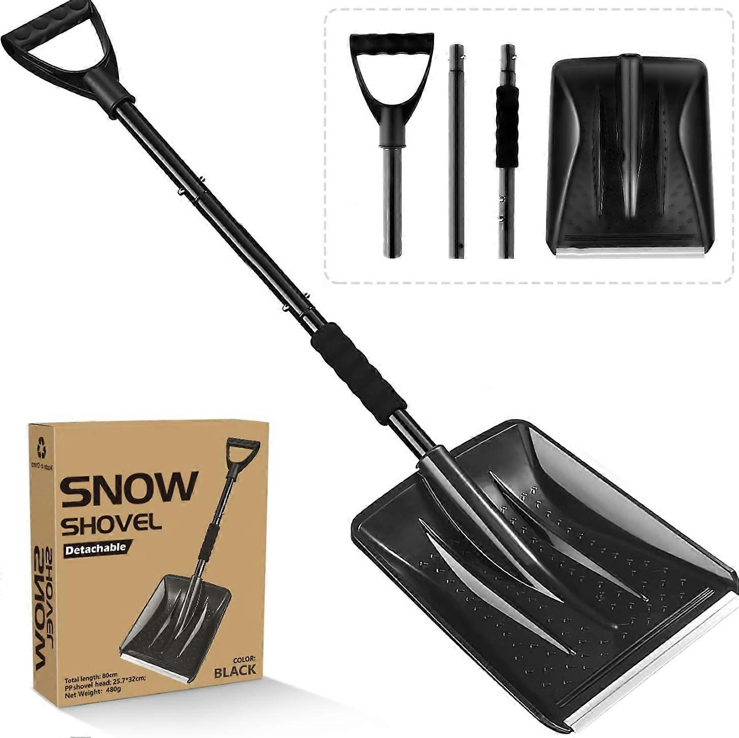 Snow shovel, winter snow cleaning vehicle, removable three -part adjustable long handle