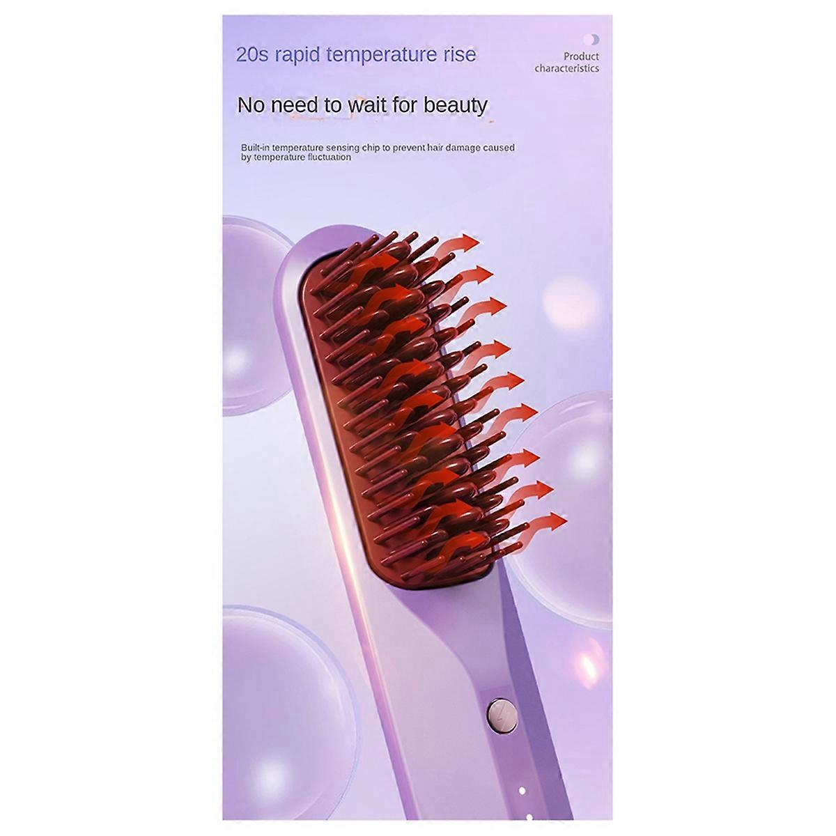 Rechargeable Hot Comb Cordless Hair Brush Straightener A