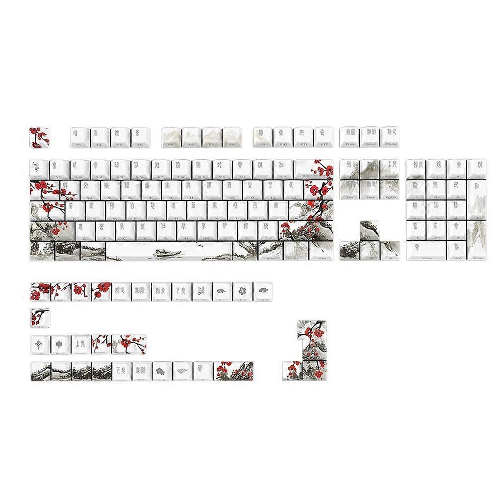 135pcs Ρωσικά Keycaps Καινοτομία DYESUB Plum Blossom CherryKeycap Κορεάτικα Ιαπωνικά