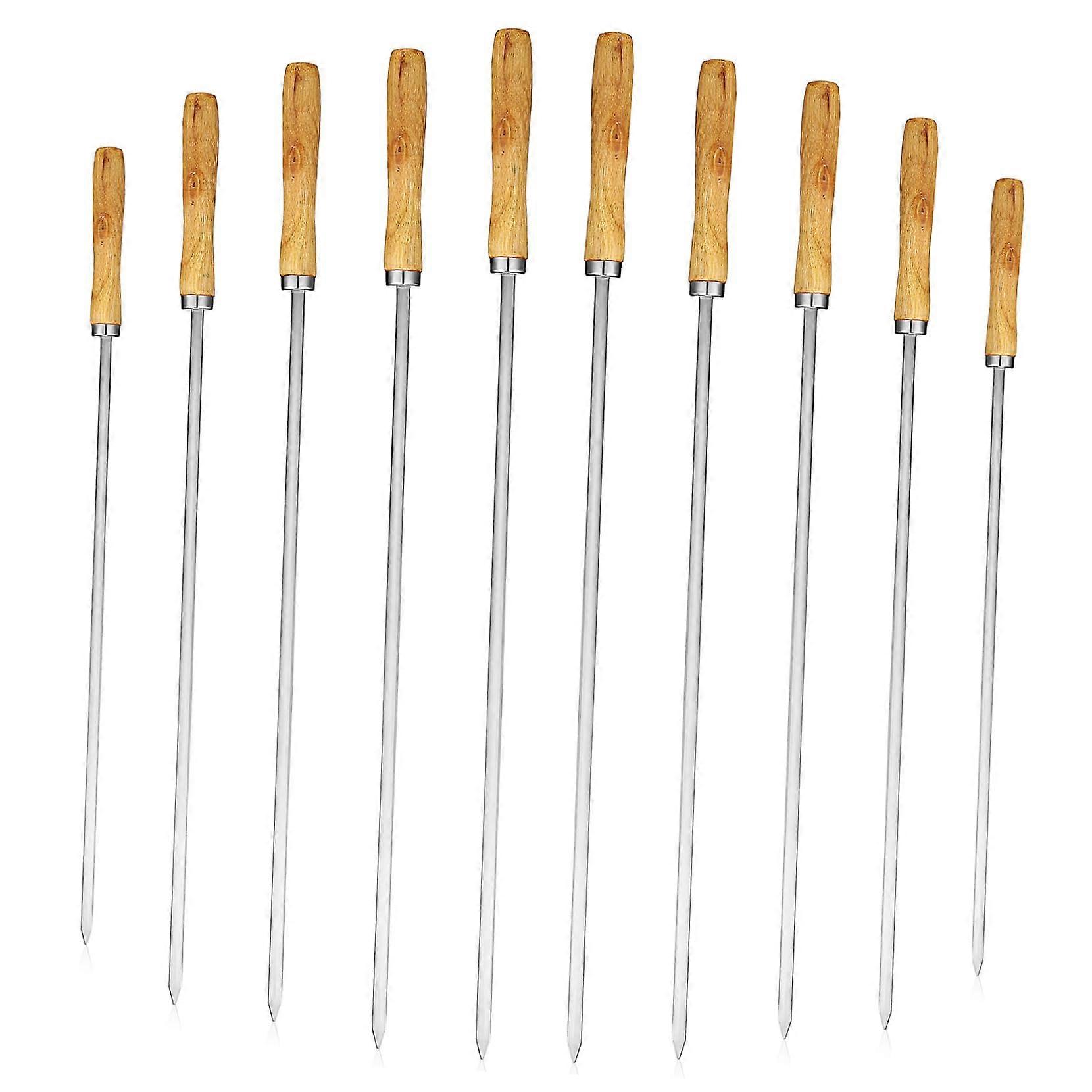 10 Pcs Flat Stainless Steel for Skewers Grilling Barbecue 42cm